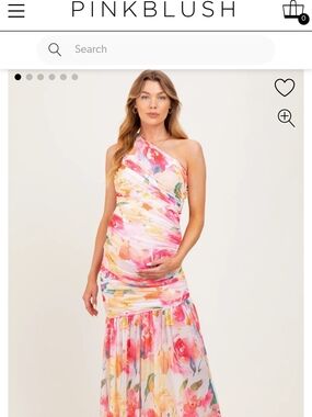 PinkBlush One-Shoulder Floral Maternity Dress - Watercolor Pink Multi